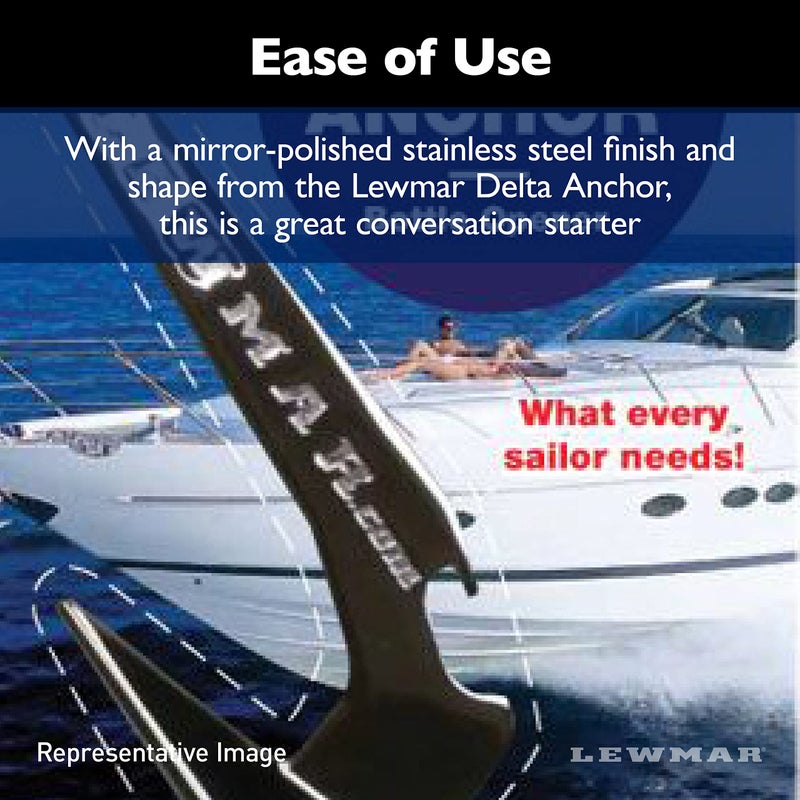 Lewmar Baby Delta Anchor Bottle Opener, 5-1/4" L x 2" W x 1-1/2" H Mirror-Polished Stainless Steel, Boat Galley Gift, Novelty Replica - Image 3